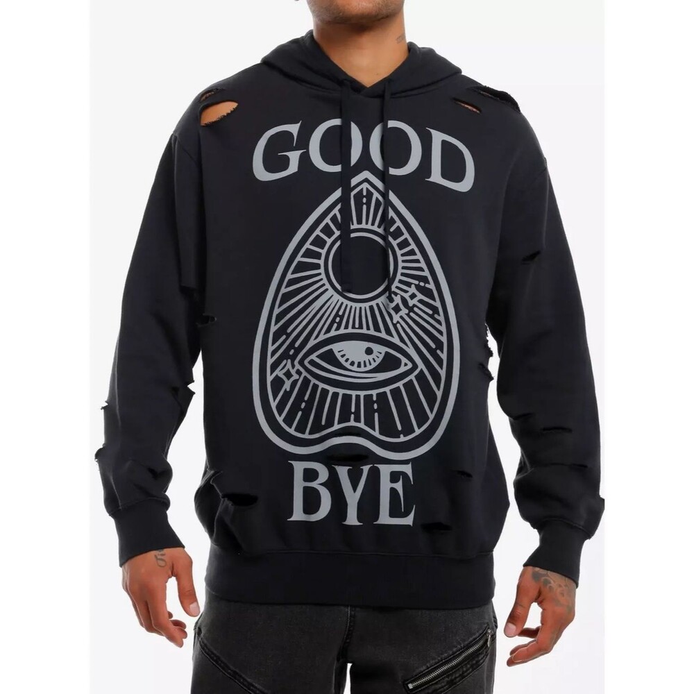 Hot Topic Good Bye Mystic Symbols Distressed Destructed Hoodie XS Ouija Witchy